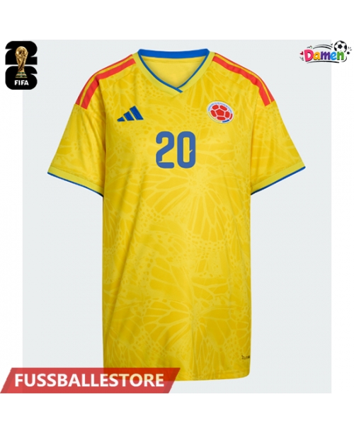 Günstige Kolumbien Juan Fernando Quintero #20 Heimtrikot Damen WM 2026 Kurzarm